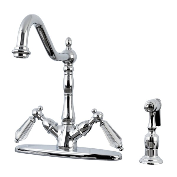 KS1231WLLBS Mono Deck Mount Kitchen Faucet W/ Brass Sprayer, Chrome